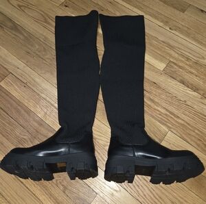 DREAM PAIRS Knitted Lug Sole Over-The-Knee Boots